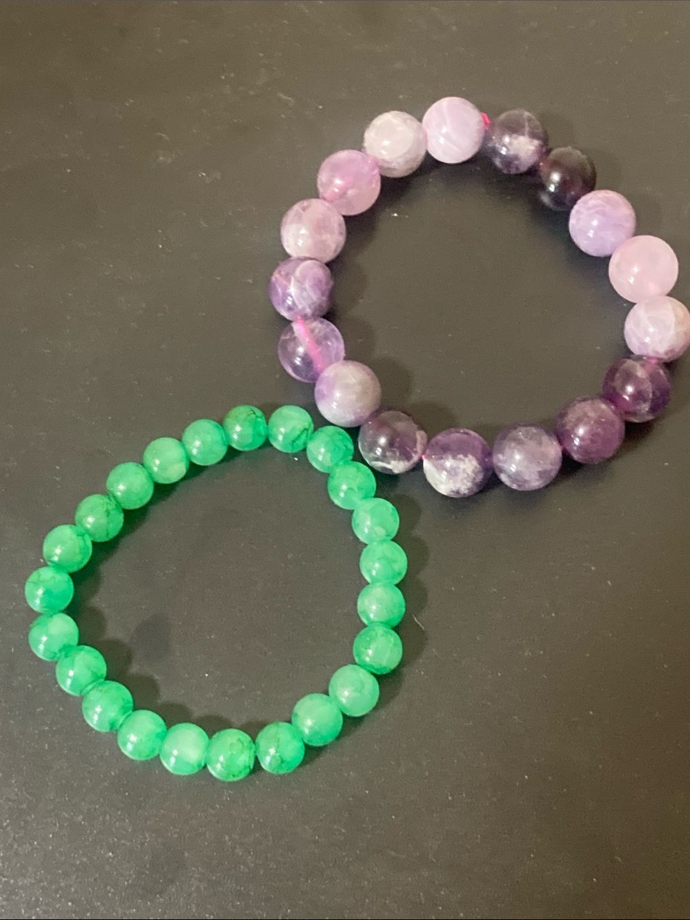 Purple and Green Beaded Stretch Bracelets - Women Jewelry